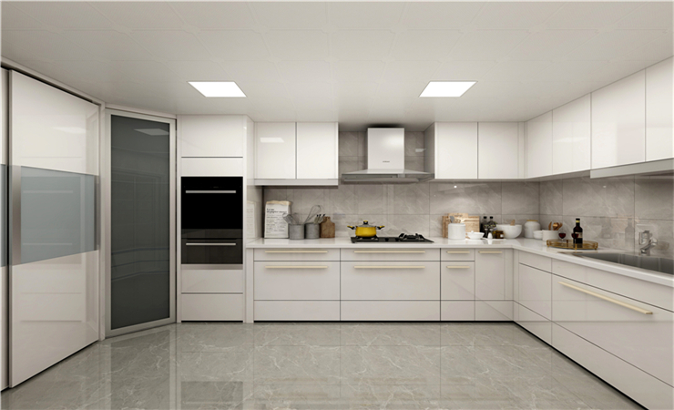 用餐區(qū)和廚房的家具風(fēng)格和諧統(tǒng)一，廚房自然融入了整個家庭