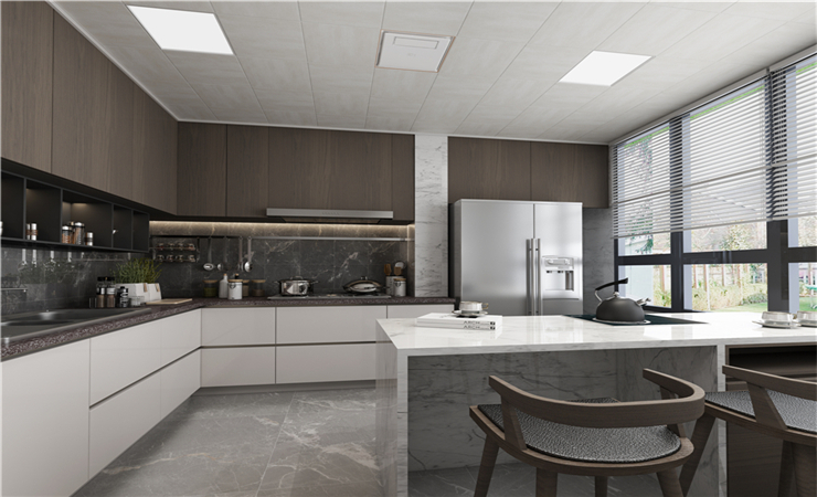 沒有獨立餐廳的小戶型，只能將廚房和餐廳整合在一起。