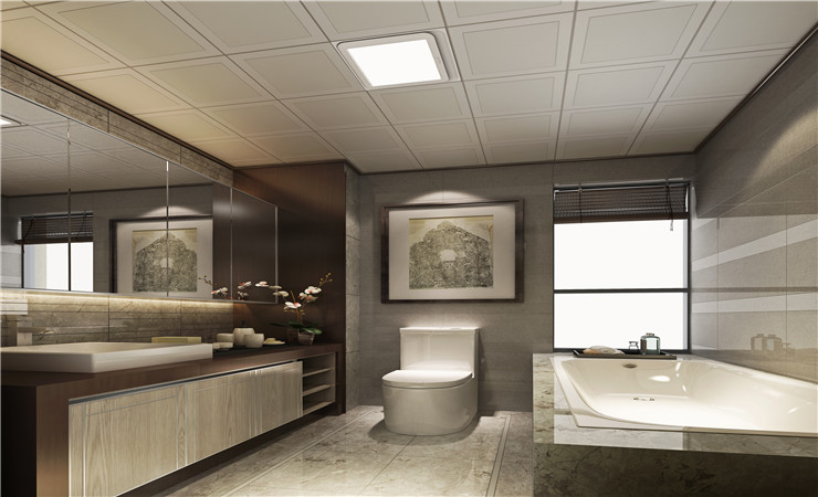 將浴室集成吊頂安裝得盡可能高，至少覆蓋上落水管的最低點，然后考慮浴缸加熱器和排氣扇的位置。